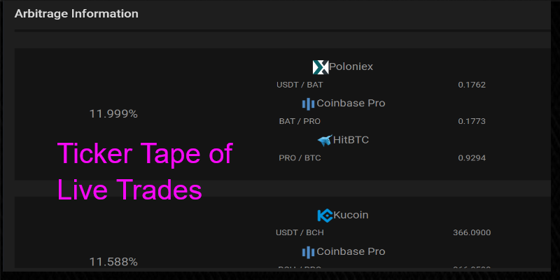 How to view live arbitrage trading with TrageTech